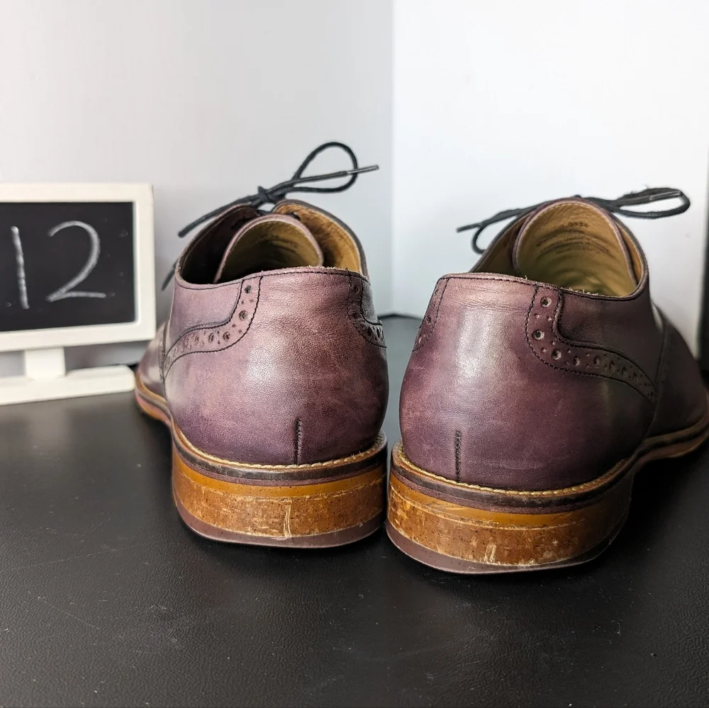 Johnston & Murphy‎ Conard 12 burgundy leather classic saddle Oxford dress shoes